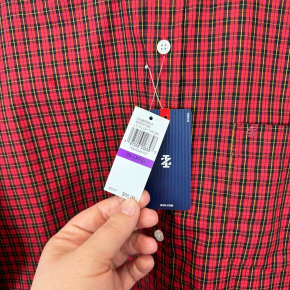 Izod Men's Red & Black Plaid Long Sleeve Button Up Shirt Size XXL - Picture 3 of 7